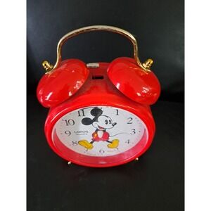 Mickey Mouse Red Alarm Clock Battery Operated-PARTS ONLY